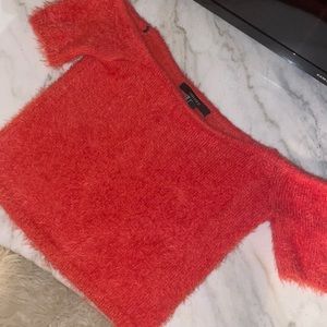 Fuzzy Off the shoulder crop top